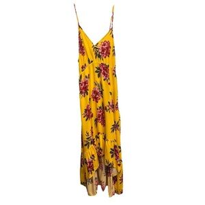 Pacific Vibes Yellow Floral Sundress High-Low Maxi Dress Size XL